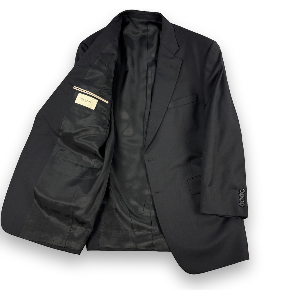 Burberry London Kensington Suit Jacket 42S Black Super 100s Wool Union Made USA
